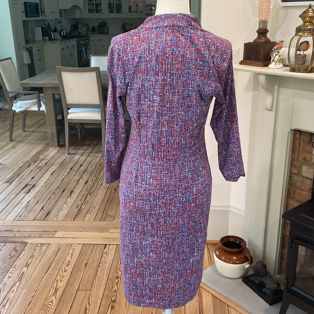 J. McLaughlin Purple Sheath Dress with Cowl Neck and 3/4 Sleeves size S - Picture 4 of 7